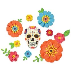 New 👍 Sugar Skull & Flower Wall Decorating Kit by Amscan ❤️