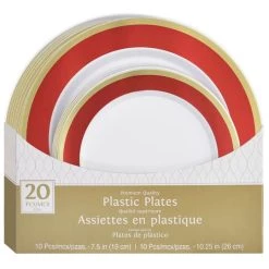 Wholesale 👍 Round Hot Stamped Premium Plastic Border Plates Multipack , 20ct. by Amscan 👍 -Amscan Sales Shop D521321S 1
