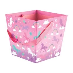 Buy ❤️ Tall Pink Glitter Unicorn Paperboard Easter Buckets with Ribbon Handles, 3ct. by Amscan 😀