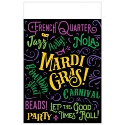 Outlet ⭐ 84" Mardi Gras Good Times Plastic Table Cover by Amscan 👏