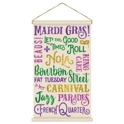 Budget ⭐ Mardi Gras Hanging Canvas Sign by Amscan 🎁
