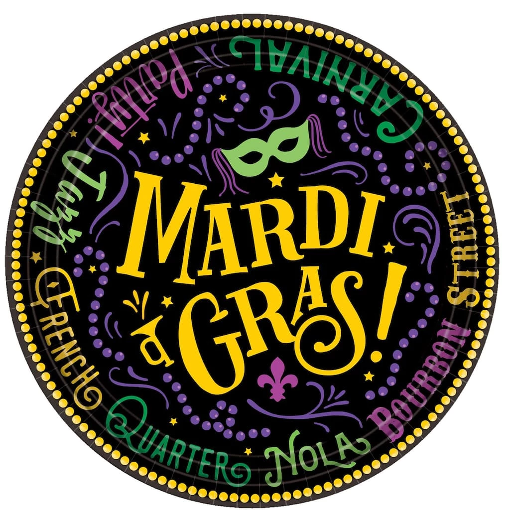 Outlet π 7" Mardi Gras Good Times Paper Plates, 60ct. by Amscan π 1 Outlet π 7" Mardi Gras Good Times Paper Plates, 60ct. by Amscan π