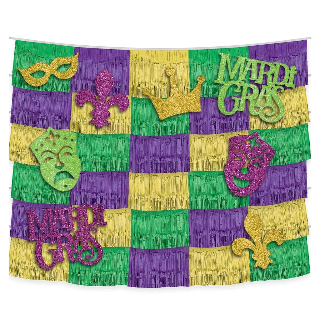 Discount ❤️ Mardi Gras Fringe Deco Backdrop with Cutouts by Amscan 💯 1 Discount ❤️ Mardi Gras Fringe Deco Backdrop with Cutouts by Amscan 💯