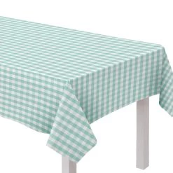 Wholesale ✔️ 104'' Green Gingham Fabric Tablecloth by Amscan 😀