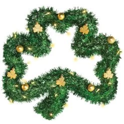 Best Sale 🌟 22'' St. Patrick's Day Light Up Tinsel Shamrock Wreath by Amscan ⌛