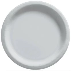 Promo 🎉 10" Silver Round Paper Plates, 80ct. by Amscan ⌛