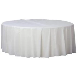 Deals 🔔 84" White Round Plastic Table Cover, 6ct. by Amscan 🥰