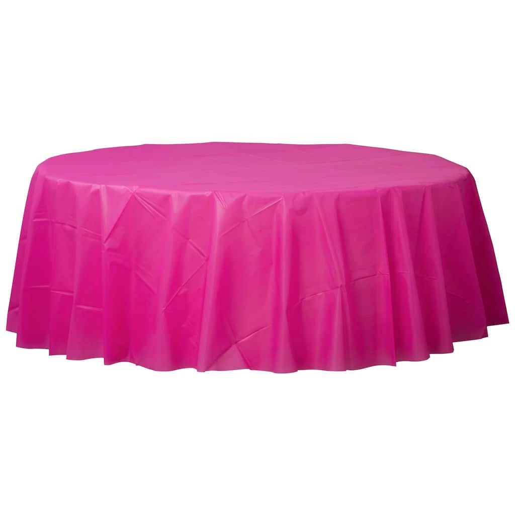 Promo ❤️ 84" Bright Pink Round Plastic Table Cover, 6ct. by Amscan ✨ 1 Promo ❤️ 84" Bright Pink Round Plastic Table Cover, 6ct. by Amscan ✨