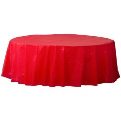 Cheap ❤️ 84" Apple Red Round Plastic Table Cover, 6ct. by Amscan ⌛