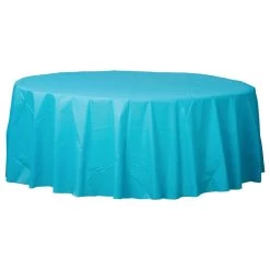 Hot Sale 🎉 84" Caribbean Blue Round Plastic Table Cover, 6ct. by Amscan ⌛