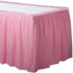 Deals ⌛ Pink Plastic Table ❤️ Skirt, 2ct. by Amscan ✔️
