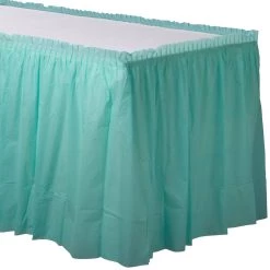 Brand new ❤️ Robin's Egg Blue Plastic Table Skirt, 2ct. by Amscan 🥰