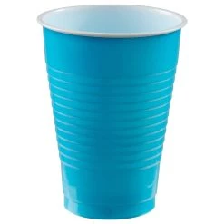 Promo ❤️ 12oz. Caribbean Blue Plastic Cups, 150ct. by Amscan 🔔