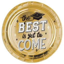 Promo 🤩 10.5" The Best Is Yet to Come Graduation Round Paper Plates, 24ct. by Amscan 🤩