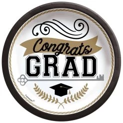 Cheap ✨ 6.75" Graduation Achievement Is Key Round Paper Plates, 100ct. by Amscan ⌛
