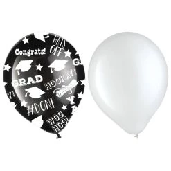 Budget ❤️ Black & White Graduation Balloons, 60ct. by Amscan ❤️