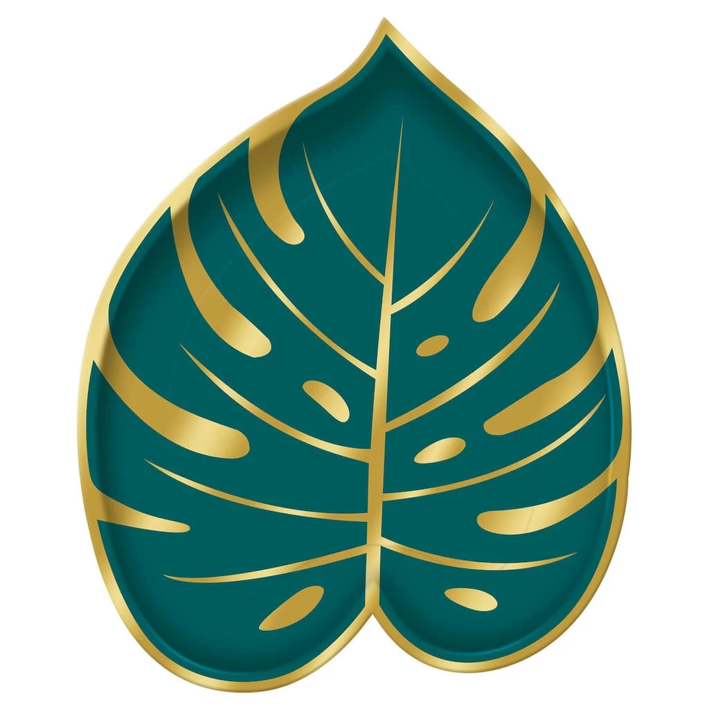 Cheap ❤️ 9" Key West Palm Leaf Shaped Metallic Paper Plates, 24ct. by Amscan 🧨 1 Cheap ❤️ 9" Key West Palm Leaf Shaped Metallic Paper Plates, 24ct. by Amscan 🧨
