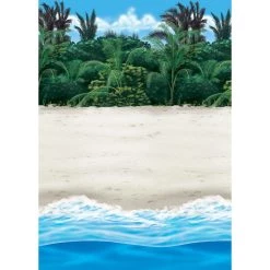 Best Sale 🎉 Summer Luau Beach Scene Setter Room Roll by Amscan 🛒