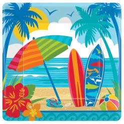 Cheap 🥰 10" ☀️ Summer Sun and Surf Square Paper Plates, 36ct. by Amscan ⭐