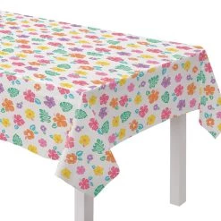 Brand new ⭐ 90" 🤩 Summer Hibiscus Flannel-Backed Vinyl Table Covers, 2ct. by Amscan ⌛