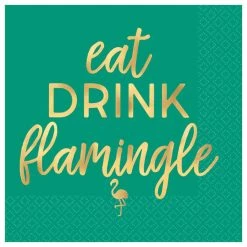 Flash Sale 🧨 Green Eat, Drink, Flamingle Beverage Napkins, 48ct. by Amscan ✔️