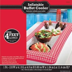 Cheap 👍 4ft. Red & White Gingham ☀️ Summer Picnic Inflatable Buffet Cooler by Amscan 🛒