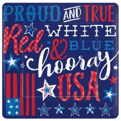 Cheapest 🧨 7" Patriotic Proud & True Square Plates, 54ct. by Amscan 👍