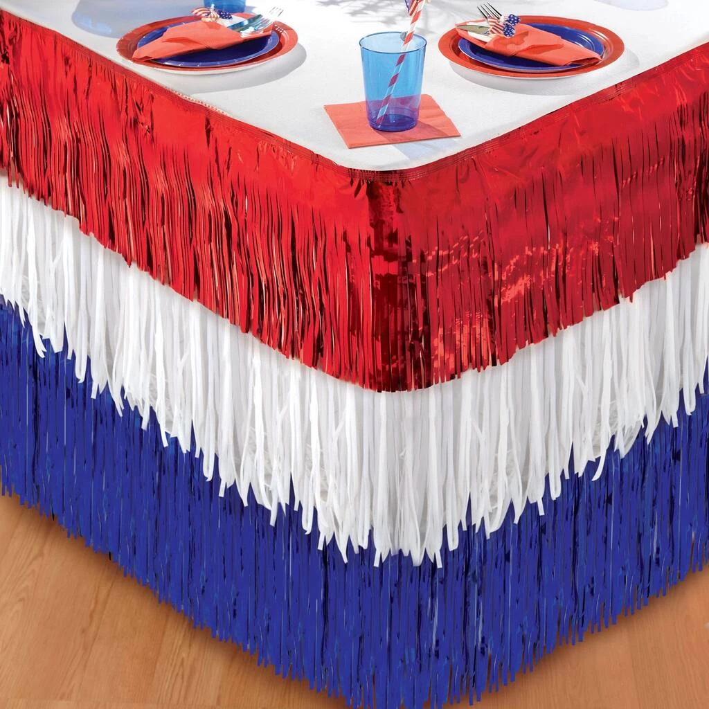 Cheap π 9ft. Patriotic Fringe Table Skirt by Amscan β 1 Cheap π 9ft. Patriotic Fringe Table Skirt by Amscan β