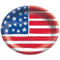 Deals 💯 12" Painted Patriotic Oval Paper Plates, 40ct. by Amscan ⭐