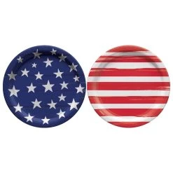 Best deal 🤩 6.75" Painted Patriotic Round Paper Plate Assortment, 100ct. by Amscan 🌟