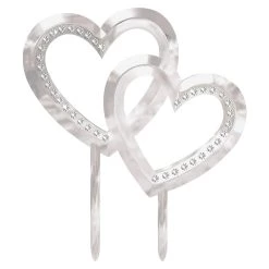 Brand new ✨ 5" Silver Double Heart Cake Topper by Amscan ❤️