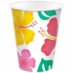 New ❤️ 9oz. ☀️ Summer Hibiscus Paper Cups, 50ct. by Amscan ⭐