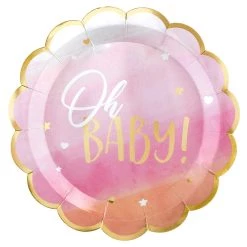 Outlet 😉 10.5" Light Pink Oh Baby Plates, 8ct. by Amscan 😀