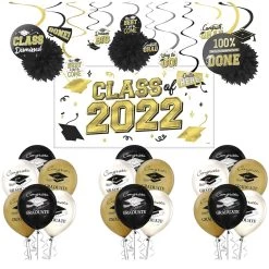 Best Pirce 🎉 Graduation 2022 Black, Silver, & Gold Super Decorating Kit by Amscan 🎁
