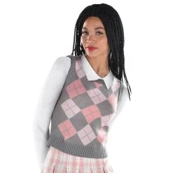 Cheapest ⭐ Cropped Plaid Sweater Vest Adult Costume by Amscan 😍