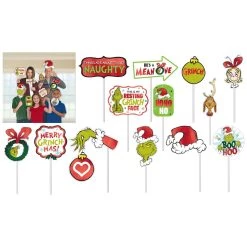 New ✨ Traditional 🎁 Christmas Grinch Photo Prop Kit by Amscan 🔥