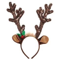 Hot Sale 🎁 Brown Sequin Reindeer Antler Christmas Headband by Amscan 🔔