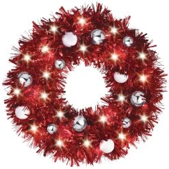 Deals 🎁 17" Light-Up Tinsel Christmas Wreath by Amscan 🔔